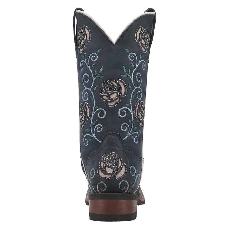 Laredo® Ladies Navy Willow Floral Square Toe Pull On Western Boots 5885