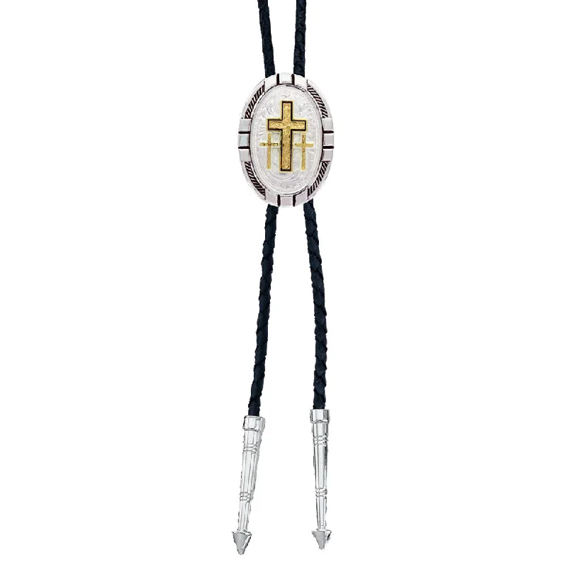 Montana Silversmiths Unisex Rope & Bar Triple Cross Bolo Tie BT26-855