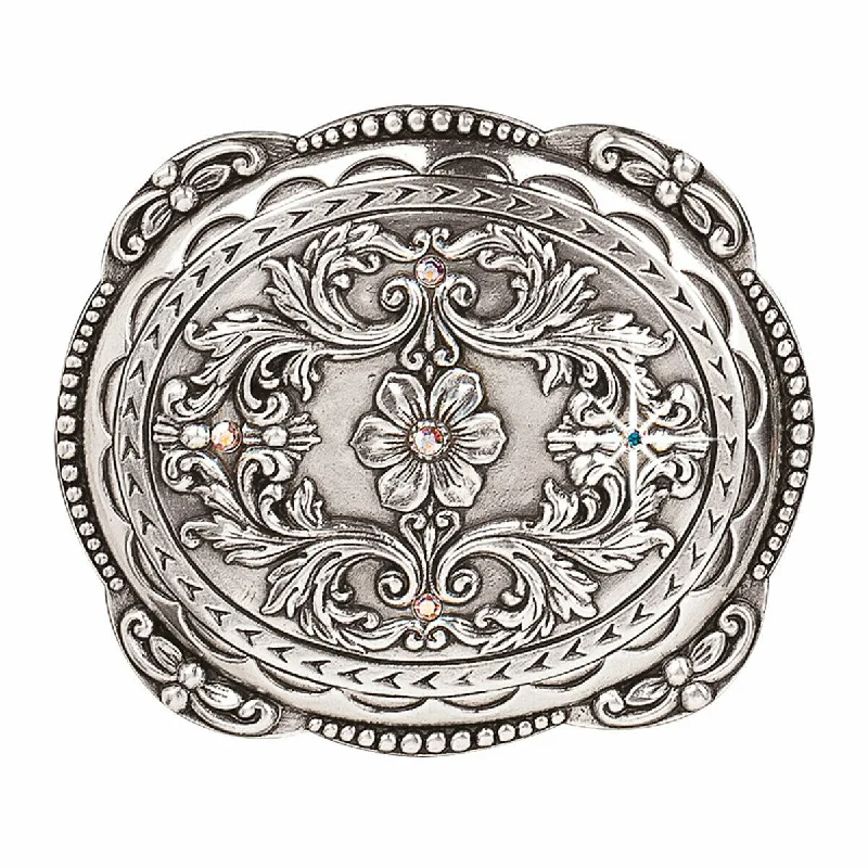 Nocona Silver Tone  Floral Design with s Buckle 37538