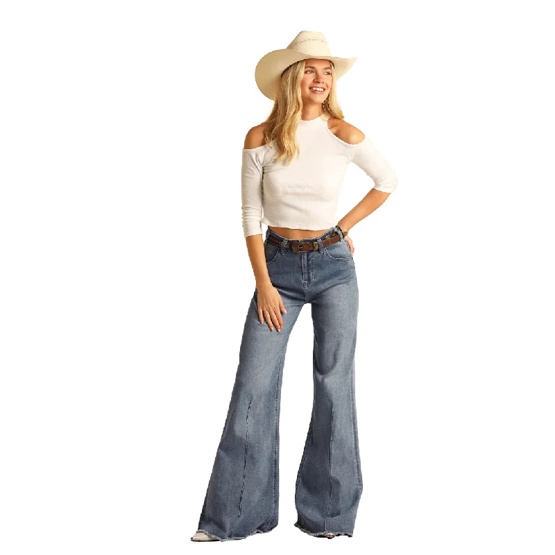 Rock & Roll® Ladies Medium Wash Palazzo Flare Jeans RRWD8HRZTV