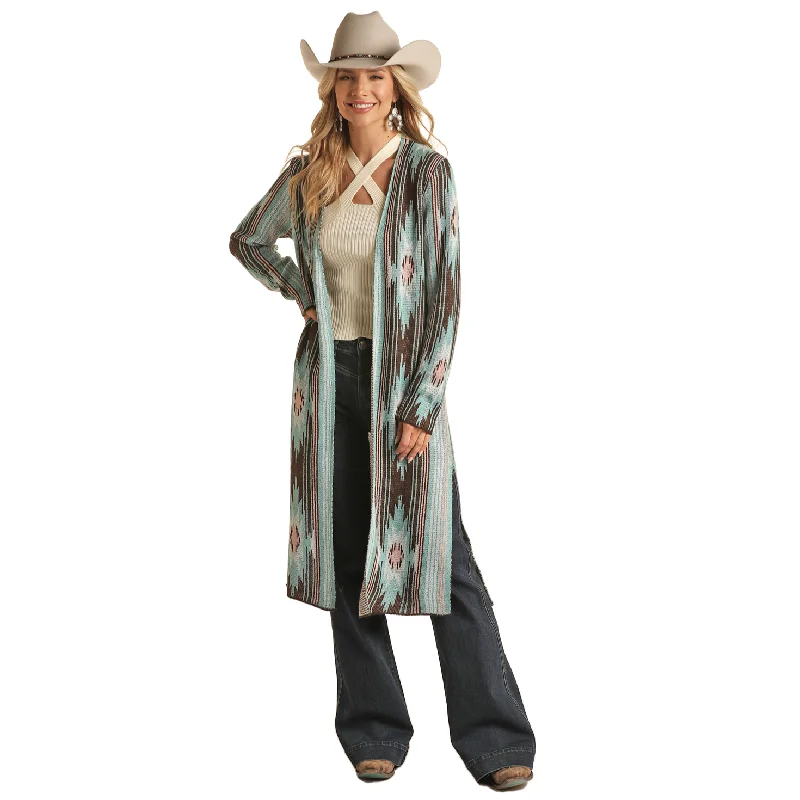 Rock & Roll® Ladies Turquoise Aztec Sweater Duster RRWT95R04N-88