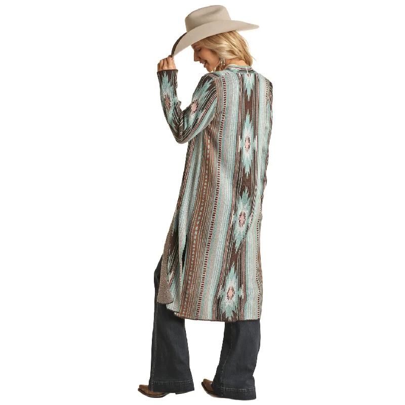 Rock & Roll® Ladies Turquoise Aztec Sweater Duster RRWT95R04N-88