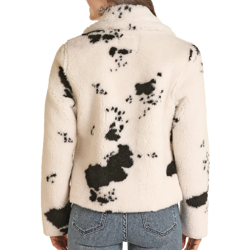 Powder RIver Ladies Micro Berber Cow Print Jacket PRWO92RZXJ