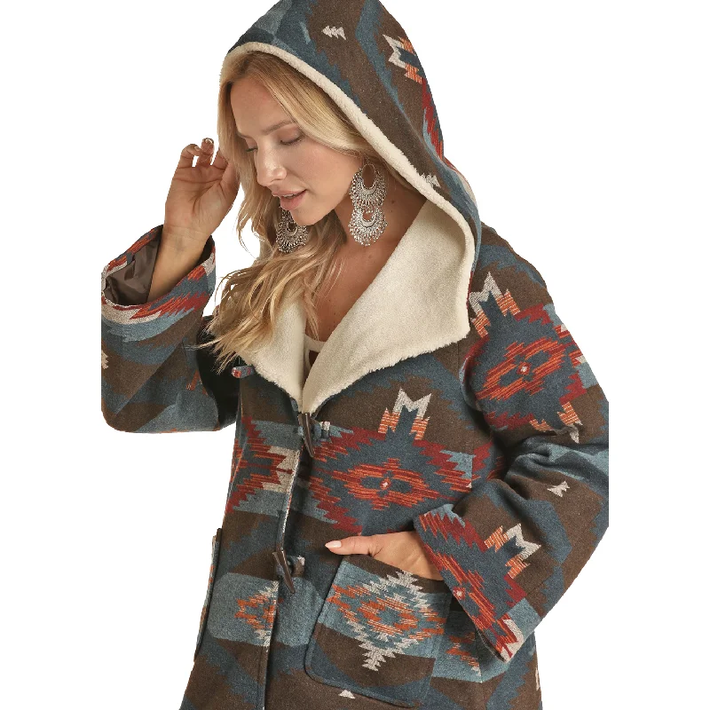 Powder River® Ladies Teal Aztec Wool Cape Coat PRWO92RZZ0-81