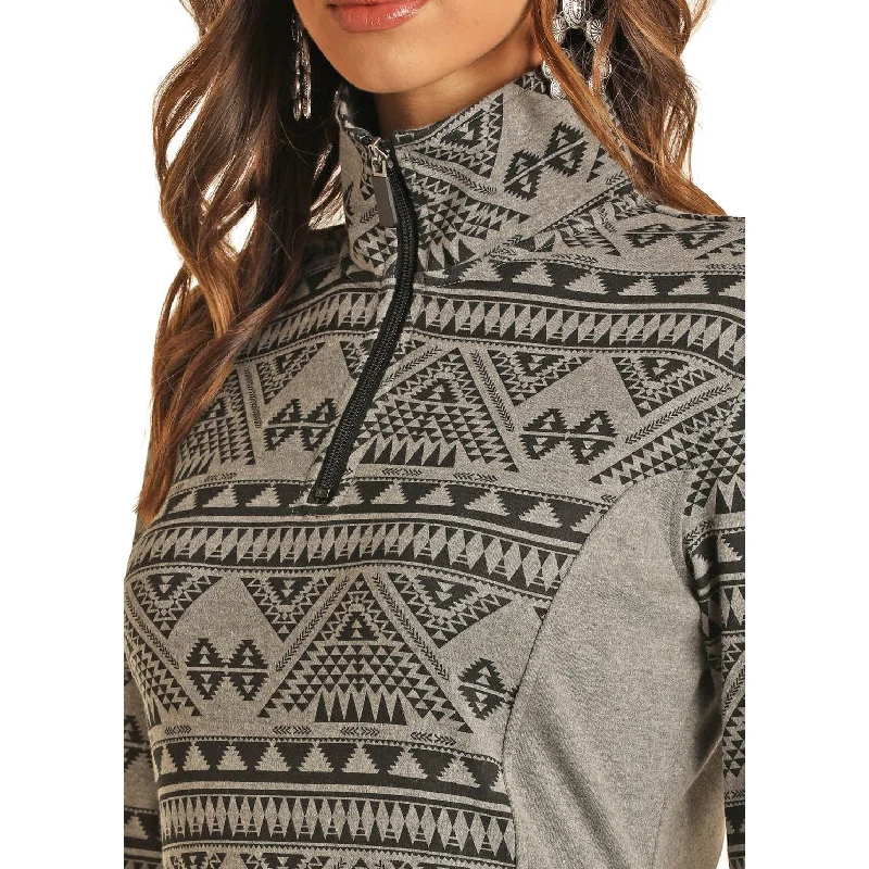 Powder River Outfitters Ladies Aztec Knit Henley Pullover 51-1035-01