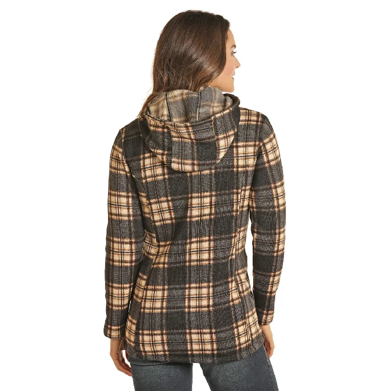 Powder River Outfitters Ladies Plaid Brown Fleece Pullover 51-1044-22