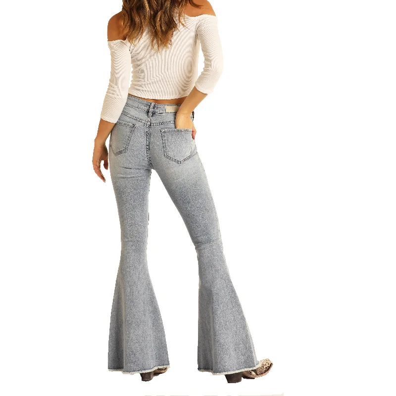 Rock & Roll Denim Ladies Light Wash High Rise Bell Bottoms WHB8187