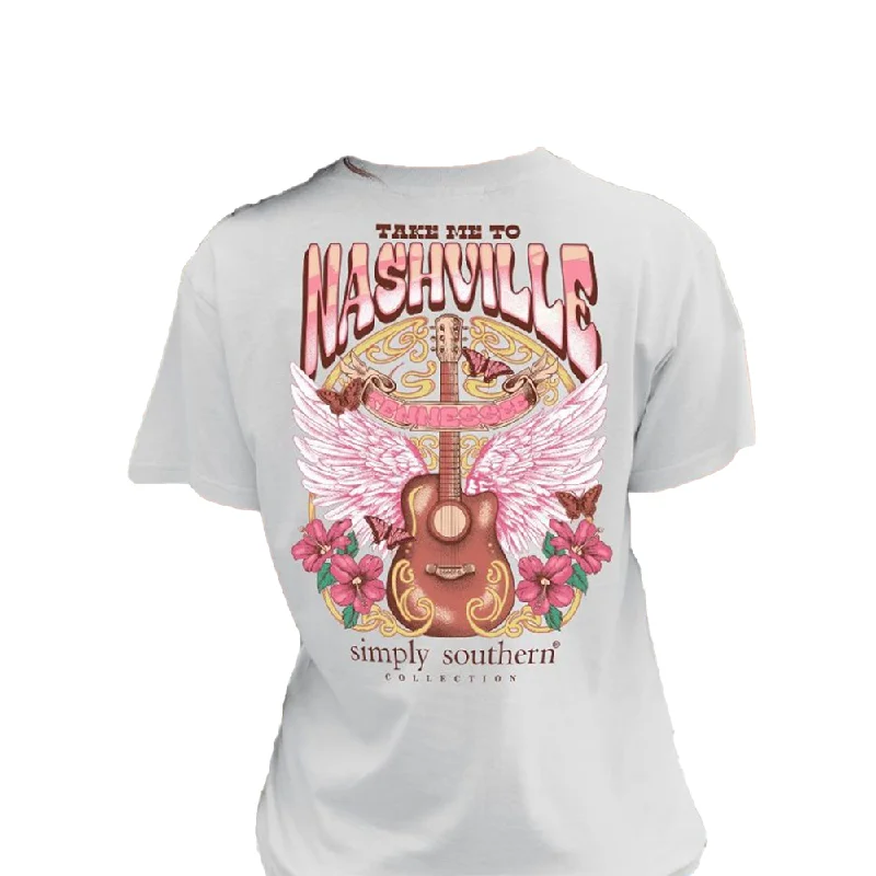 Simply Southern Ladies 'Take Me To Nashville Tennessee' Light Grey T-Shirt SS-NASH