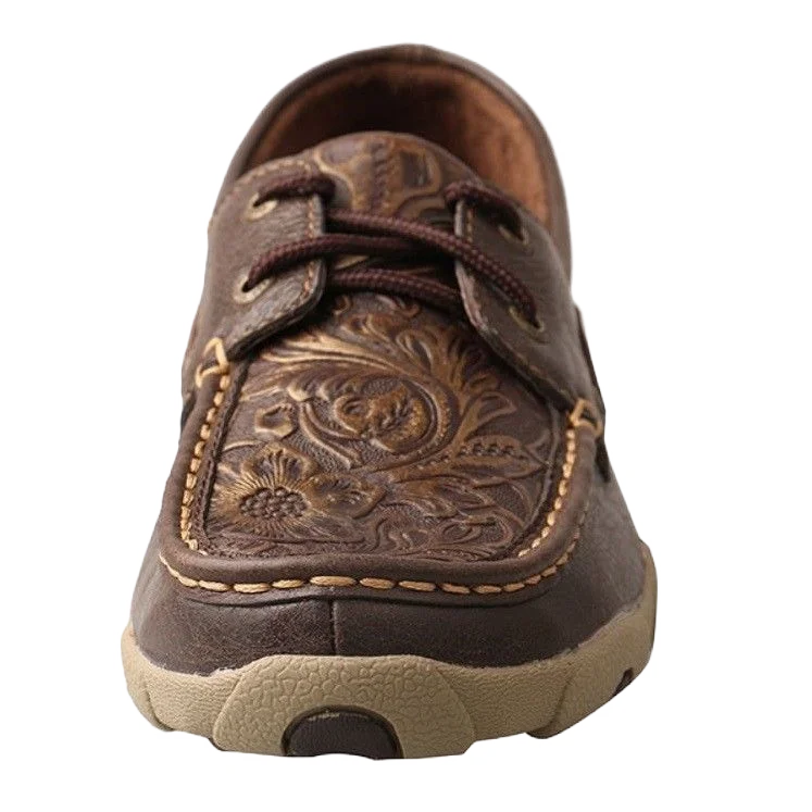 Twisted X Ladies Brown/Emboss Flower Driving Mocs WDM0070