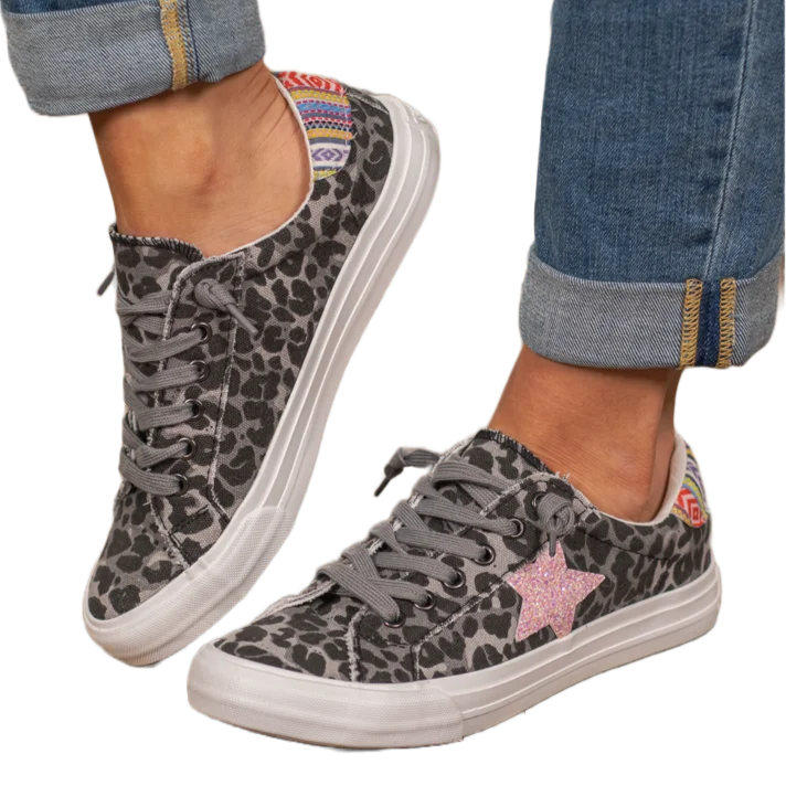 Very G Ladies Cosmic Grey Leopard Print Casual Shoes VGSP0126-032