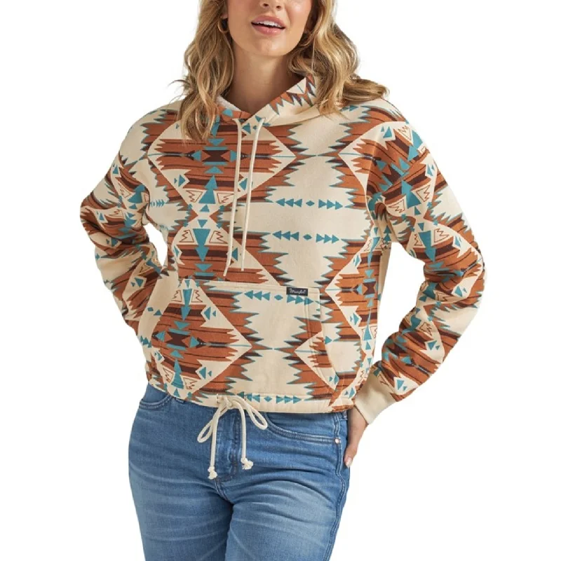 Wrangler Ladies Retro Americana Aztec Printed White Hoodie 112339174