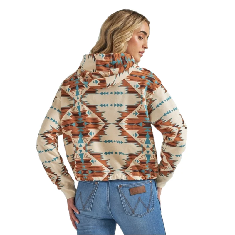 Wrangler Ladies Retro Americana Aztec Printed White Hoodie 112339174