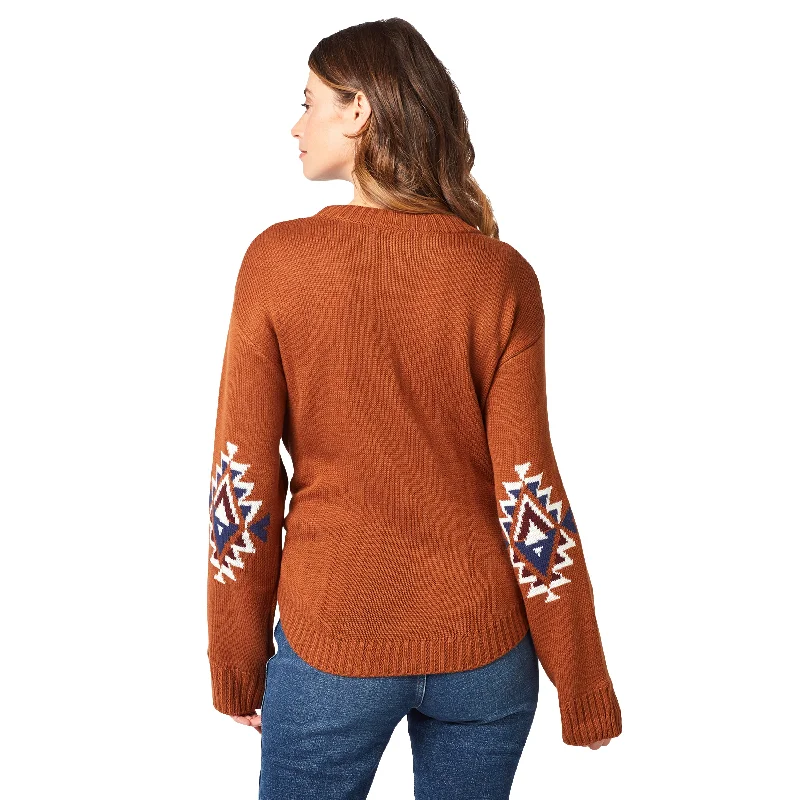 Wrangler® Ladies Retro Americana Longhorn Brown Sweater 112322103