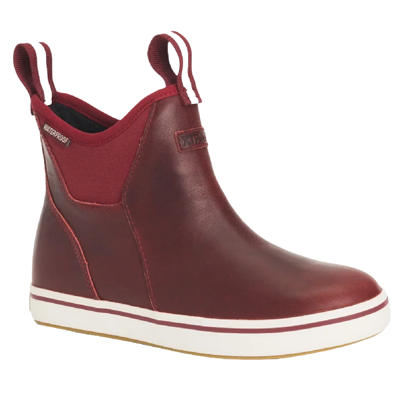 XTRATUF Ladies 6 inch Red Leather Ankle Deck Boot XWAL600