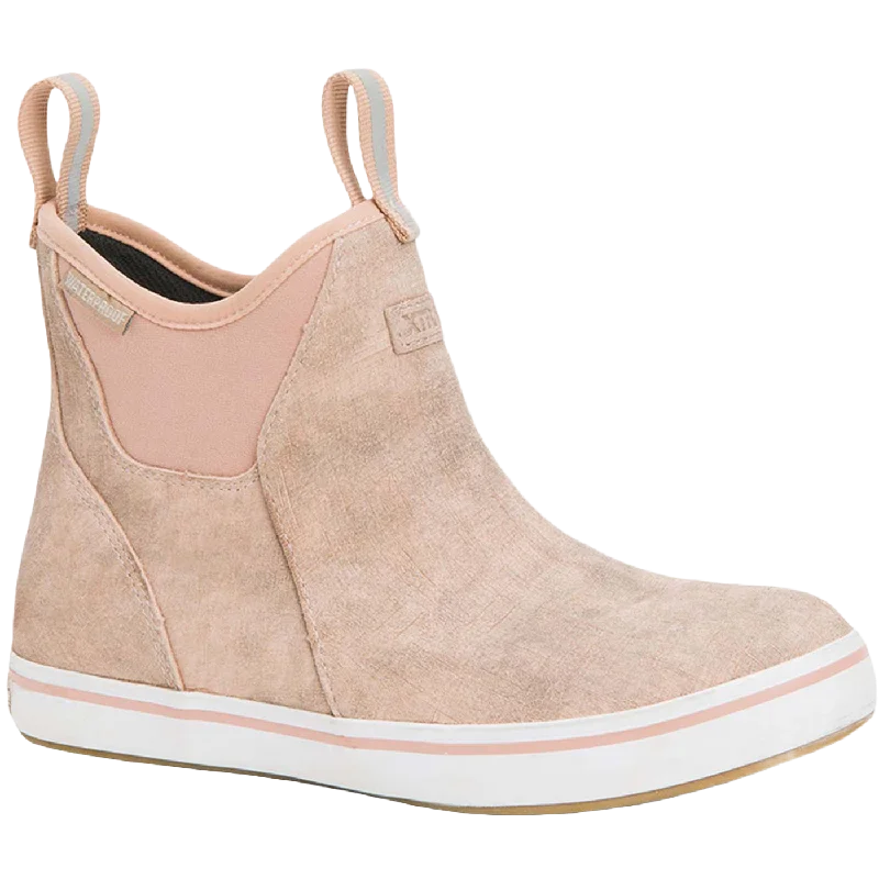 XTRATUF Ladies Waterproof Pink Cream Deck Boots XWAL400