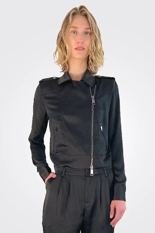 Alice Satin Jacket - Black