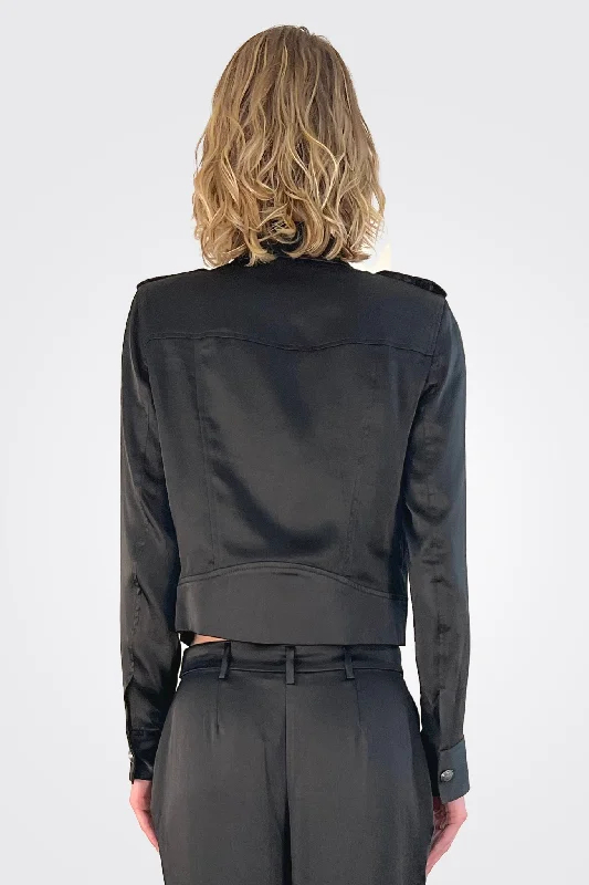 Alice Satin Jacket - Black