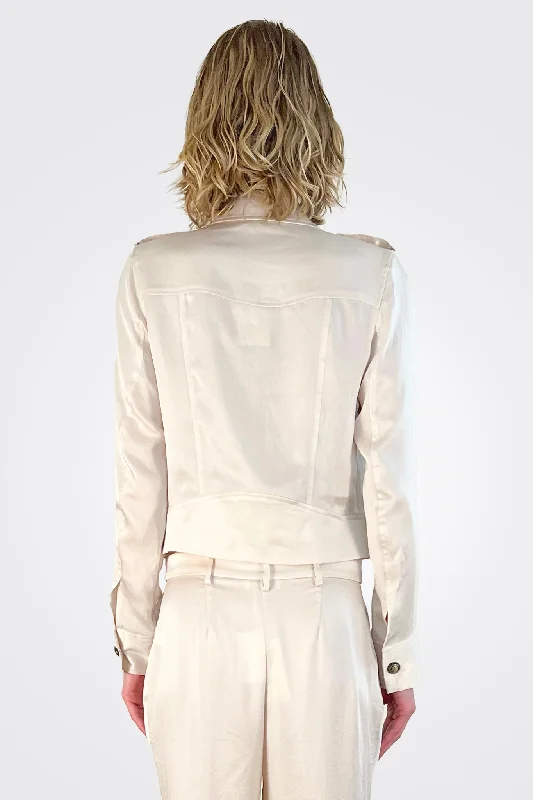 Alice Satin Jacket - Bone