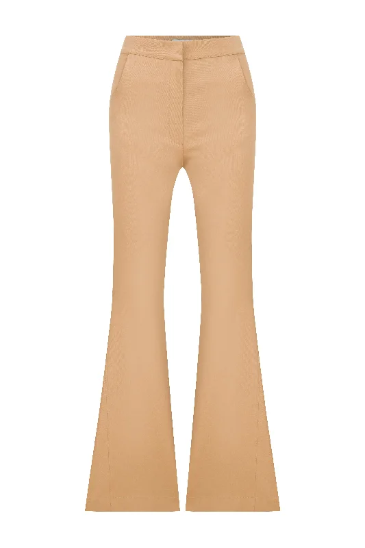 Avrell Cotton Flared Trousers in Golden Straw