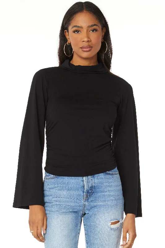 Bobi Bell Sleeve Mock Neck Shirt