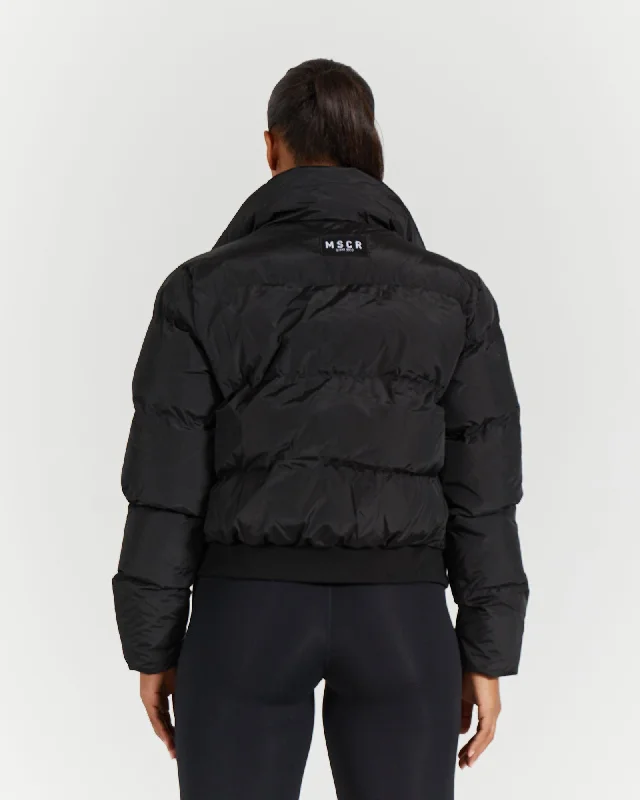 BOMBER PUFFER JACKET - BLACK