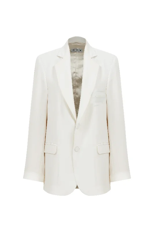 Boxy Crepe Blazer in Blanche