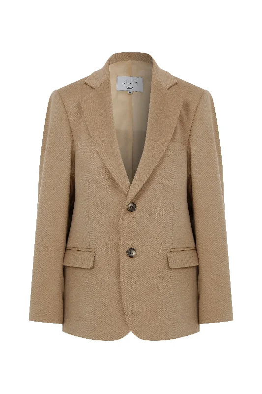 Boxy Wool Blazer in Camel