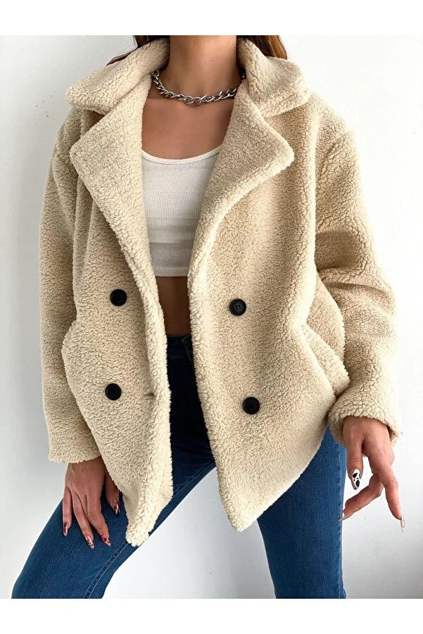 By Gecce Women's Four Button Plush Coat