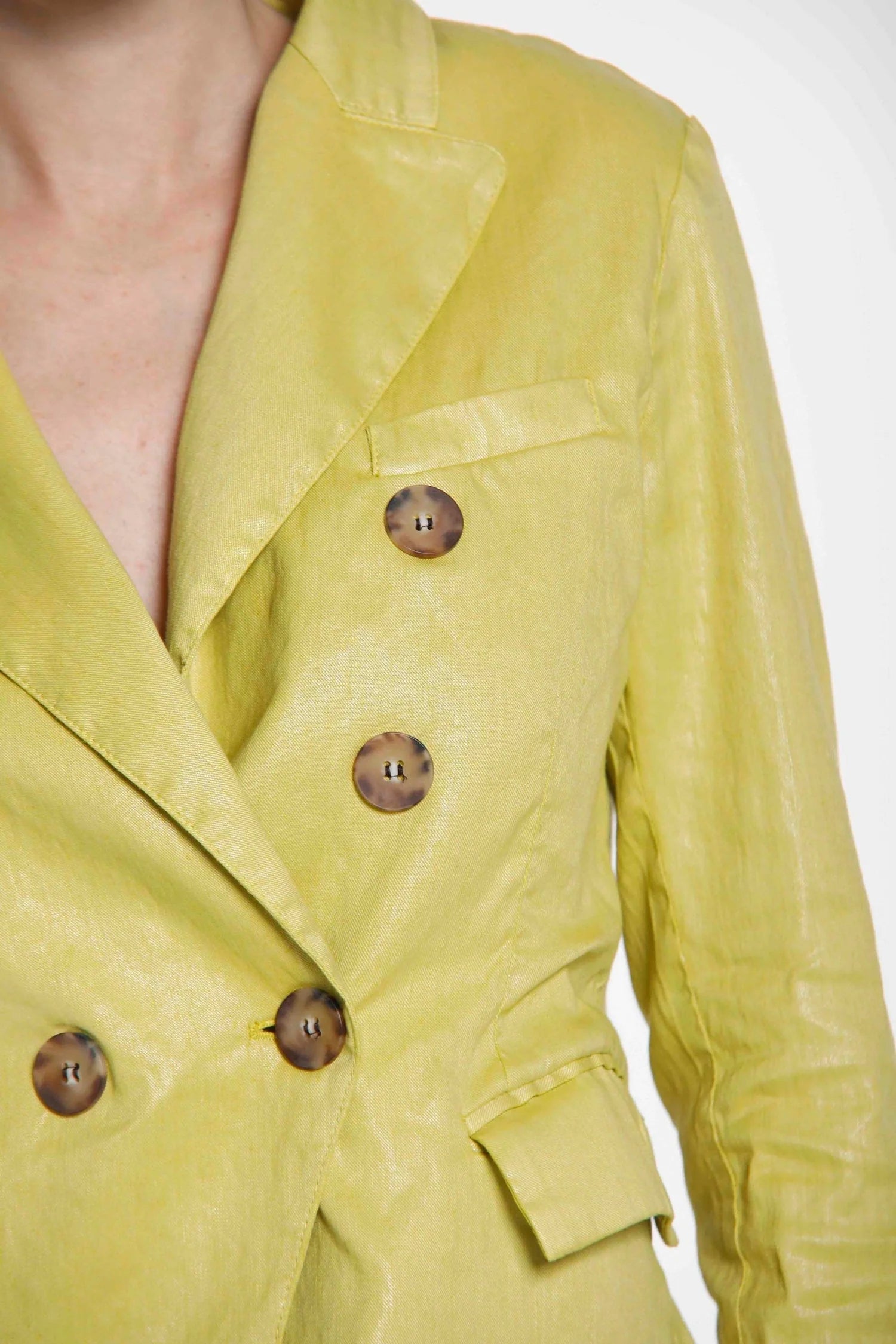 Caroline Double Breasted Blazer - Acid Yellow