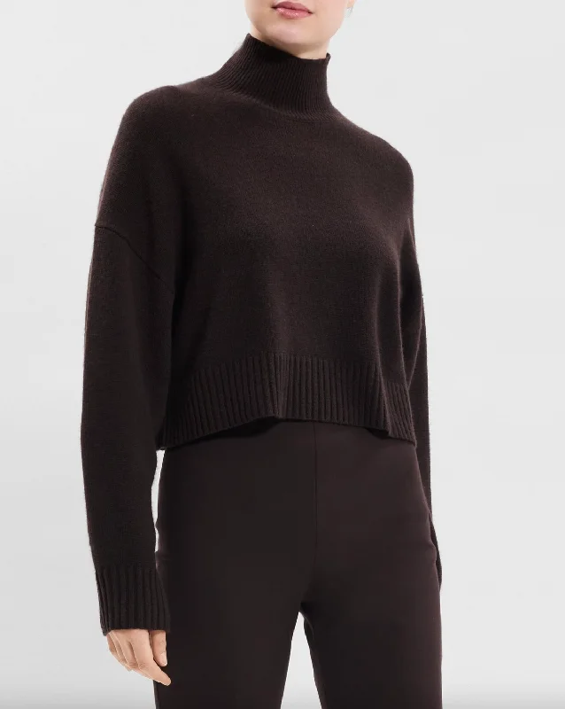 Cashmere Cropped Turtleneck - Mink