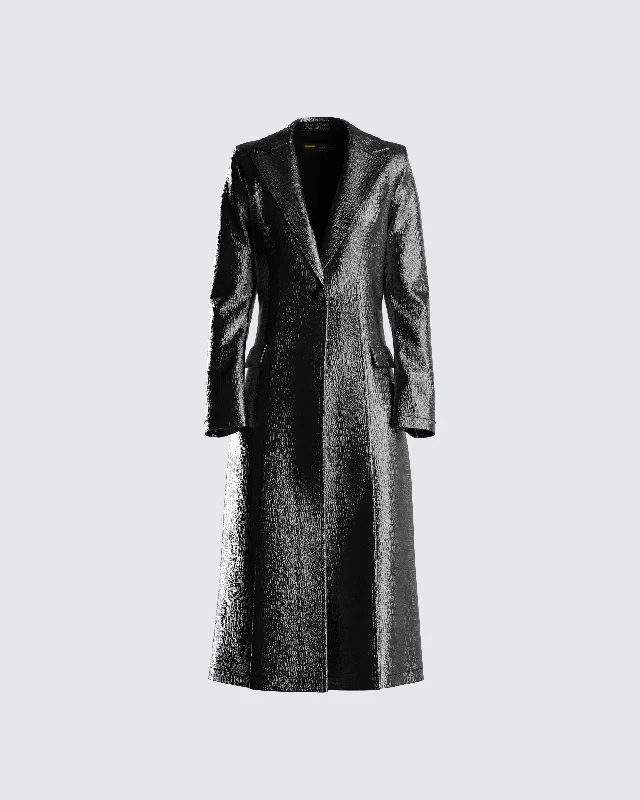 Claudia Vegan Croc Leather Coat