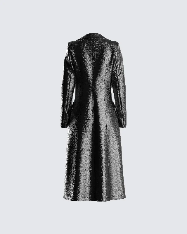 Claudia Vegan Croc Leather Coat