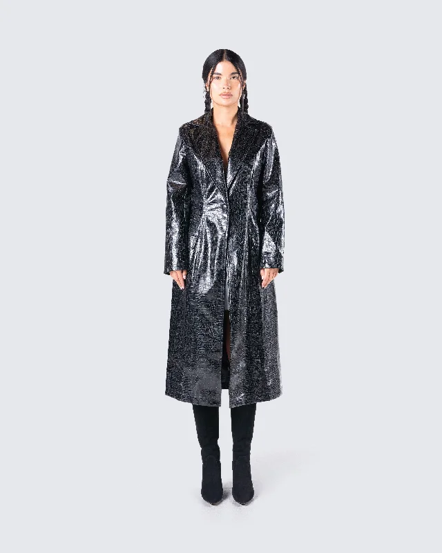 Claudia Vegan Croc Leather Coat