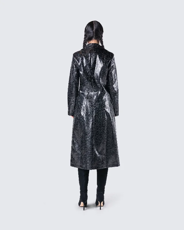 Claudia Vegan Croc Leather Coat