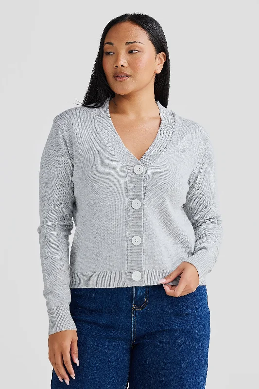 Core Knit Cardigan - Grey Marl