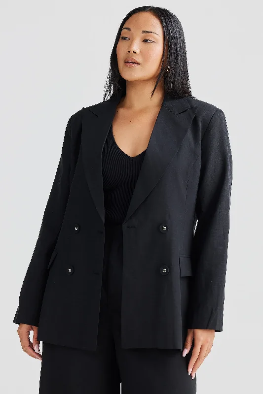 Core Linen Tailored Blazer - Black