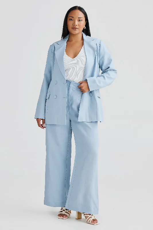 Core Linen Tailored Blazer - Powder Blue