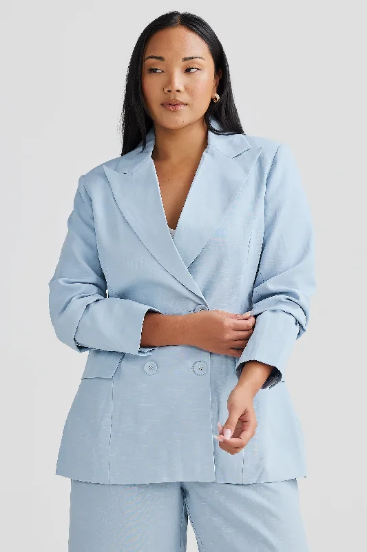 Core Linen Tailored Blazer - Powder Blue