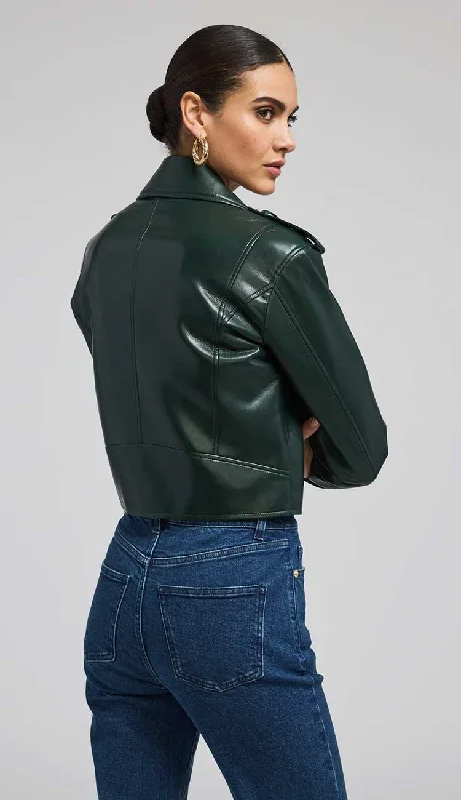 Cosita Vegan Leather Moto Jacket - Forest Green