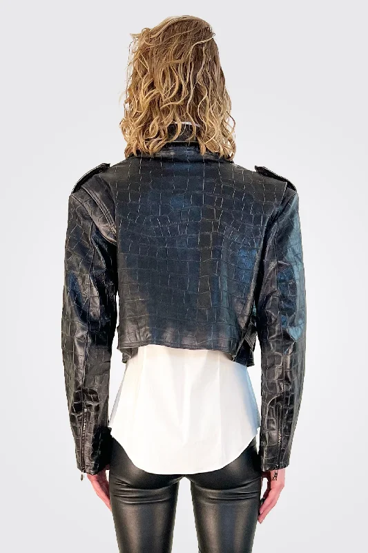 Crocco Leather Jacket - Nero