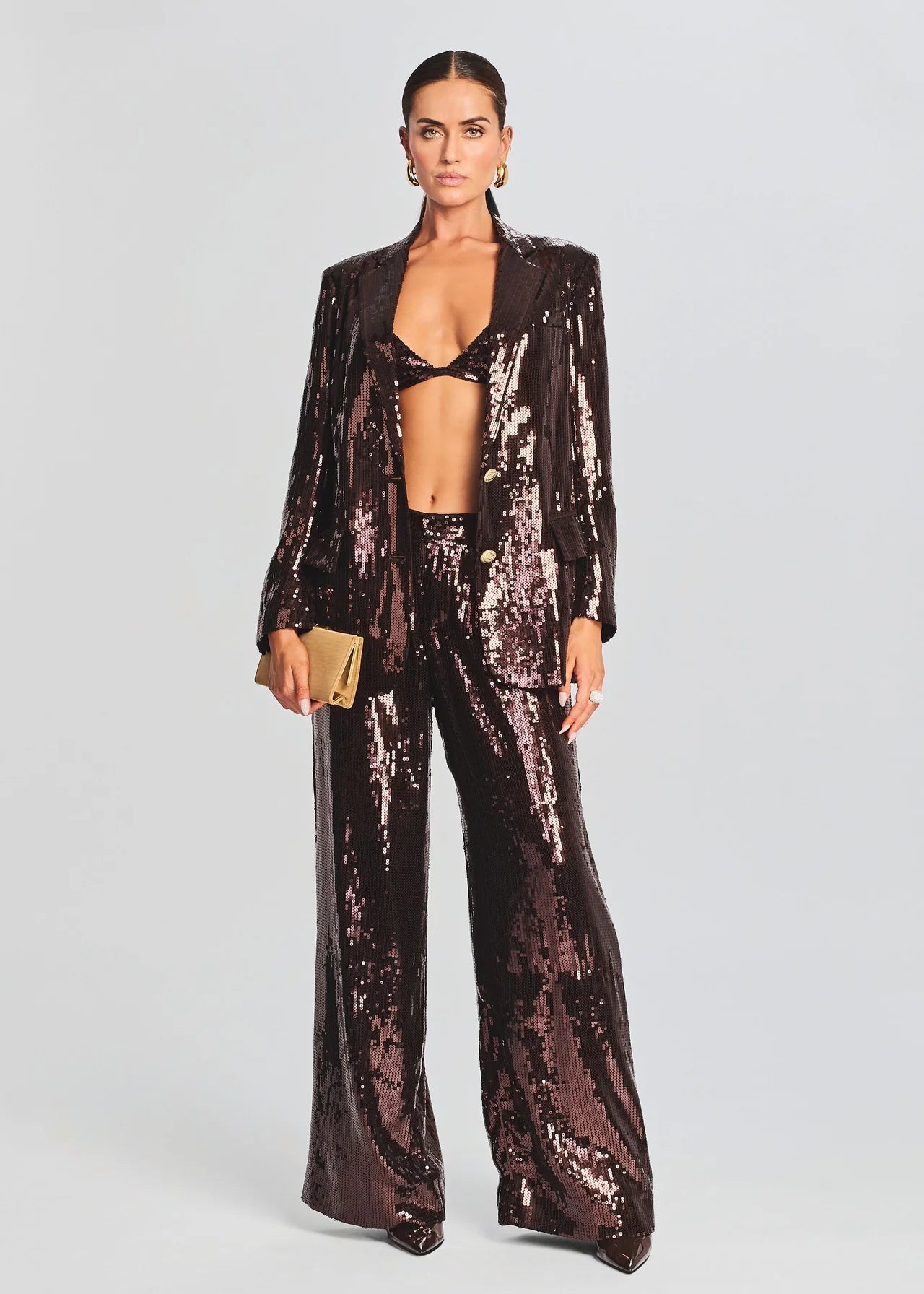 Dawn Sequin Blazer - Dark Chocolate