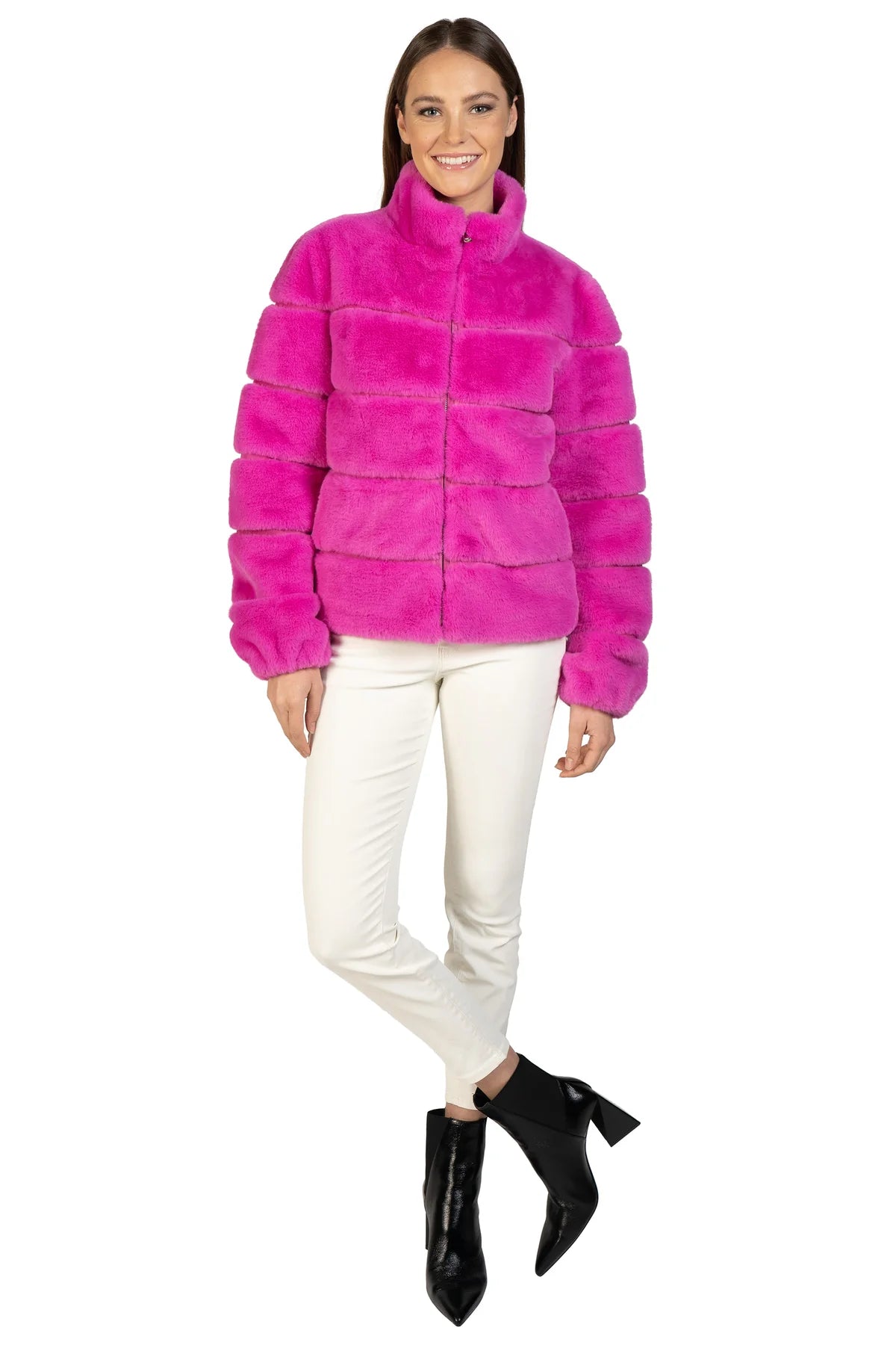 Faux Fur Jacket - Hot Pink