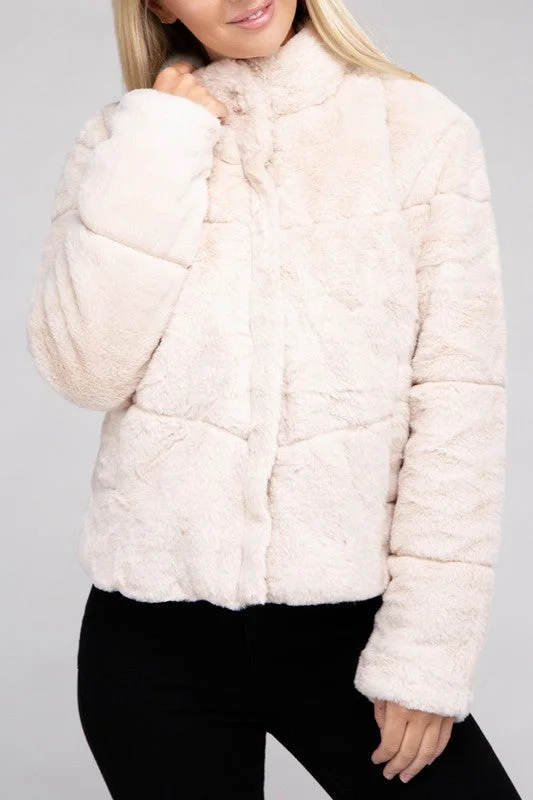 Fluffy Zip-Up Sweater Jacket *Online Only*