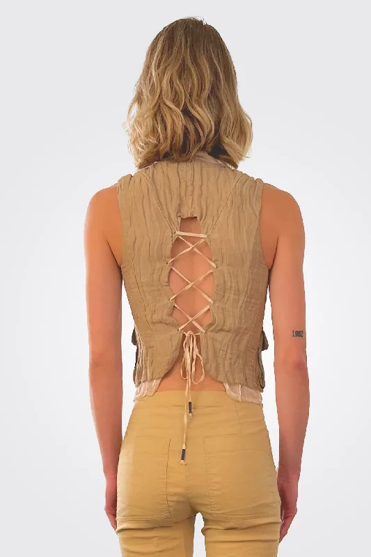 Gilet Laced Back Vest - Cork