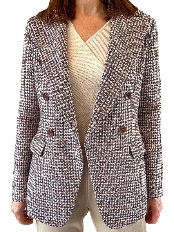 Houndstooth Knit Blazer Honey and Marshmallow