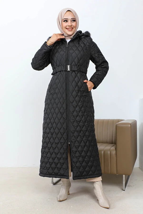 Imajbutik Women's Black Quilted Coat