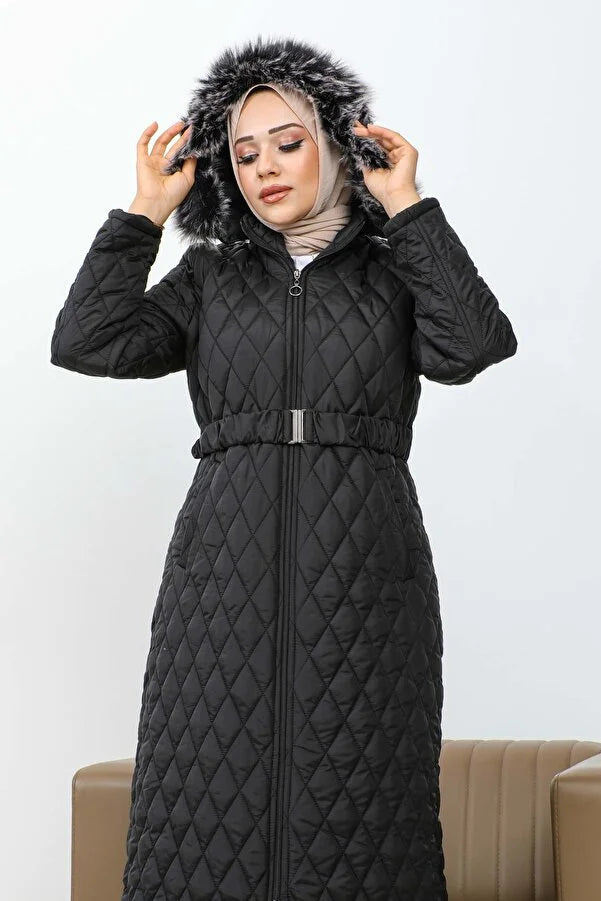 Imajbutik Women's Black Quilted Coat