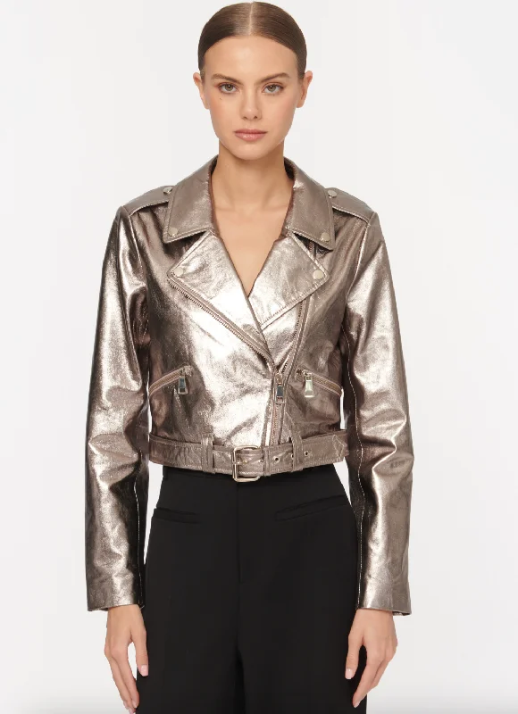 Kali Lamb Leather Jacket - Metallic Fog