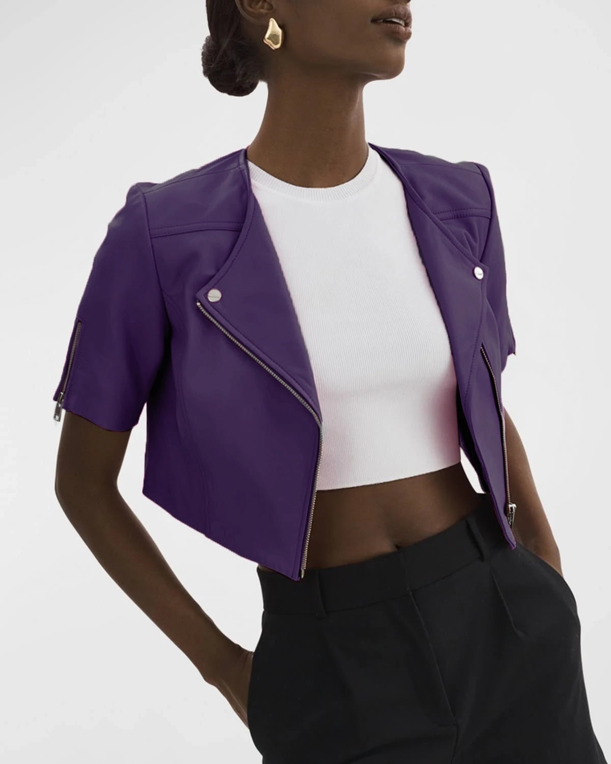 Lamarque Kirsi Cropped Leather Jacket