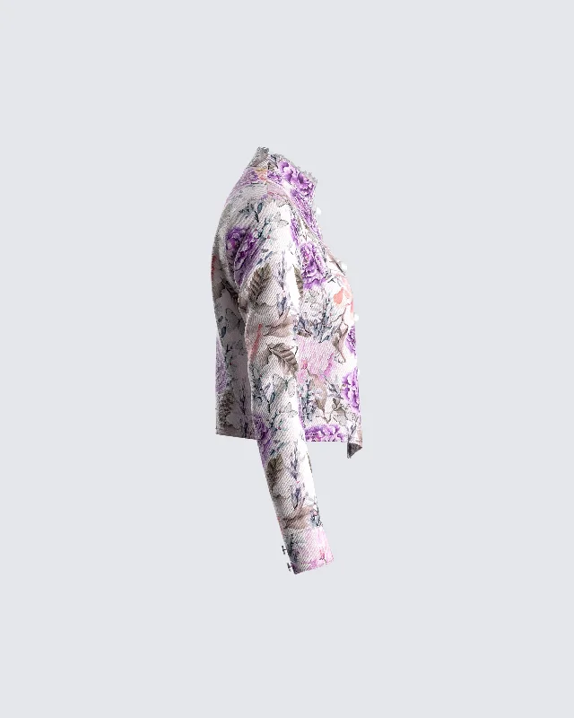 Leonardo Floral Print Twill Jacket